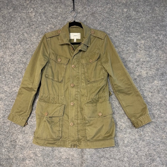 J.Crew Olive Green Utility Military Jacket Women’s 100% Cotton Field Coat Small - Picture 9 of 12
